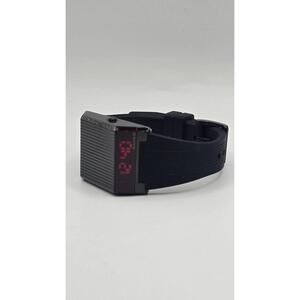 Bulova Computron Black Red LED Digital Men’s Watch 98C135 Retro Quartz Silicone